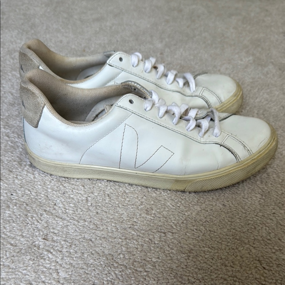Veja White and Beige Sneakers